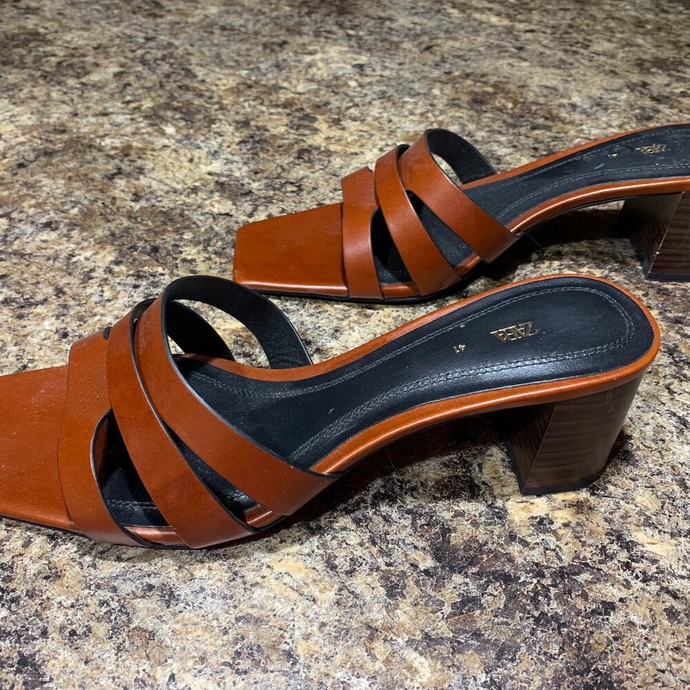 Brown Zara heels in size 41, with a 2 inch heel